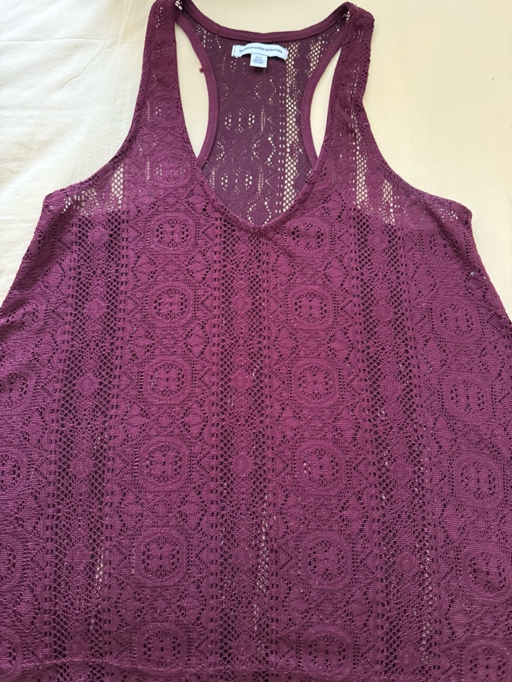 American Eagle Outfitters Plum Crochet Racerback Tank